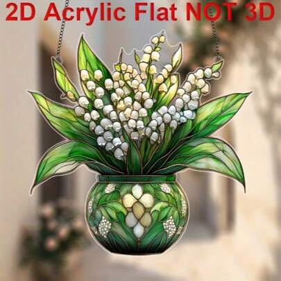 1件装 2D 水仙花花园太阳能风铃，绿色仙女花卉艺术品，优雅花园家居装饰，乔迁礼物，墙面和窗户悬挂装饰品