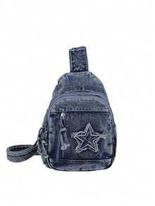 YOONI INS Star Embroidery Shoulder Crossbody Chest Bag, Women Mini Backpack Casual Versatile Small Bag - Multicolor - View 12