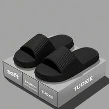 Men's Summer Silent Slippers Indoor Home Bathroom Non-Slip Soft Sole Anti-Odor Sandals Women's Comfortable Lightweight - màu đen - Xem 13