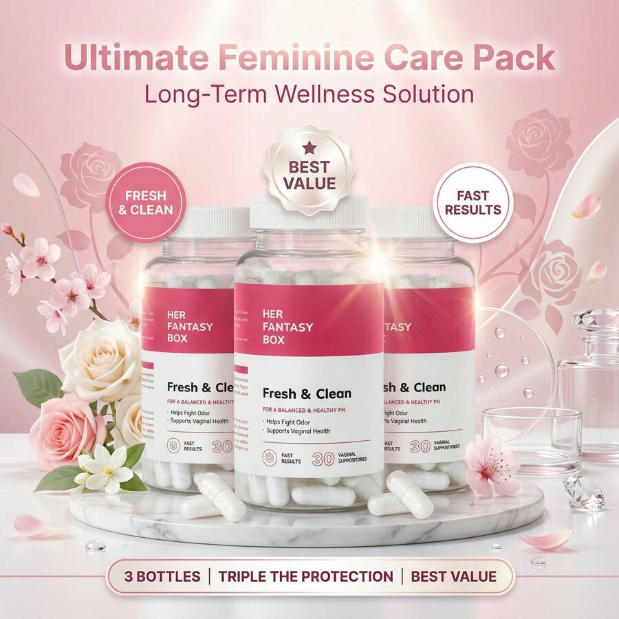Óvulos vaginales de ácido bórico suave Her Fan-Tasy Box - 30 unidades Equilibrio de pH para piel sensible - 3 botellas - Ver 1