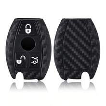 Ốp bảo vệ chìa khóa xe hơi bằng silicon carbon, 2/3 nút bấm cho CLS CLA GL R SLK AMG A B C S. - đen - Xem 3