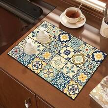 1pc Kitchen Mat - Countertop Protective Pad, Diatomite, Floral Pattern, Drying Mat For Coffee Maker & Sink, Holiday Decor (Halloween/Christmas/Valentine's Day), Coffee Machine Mat | Quilted Pattern Pad | - Camel - View 6