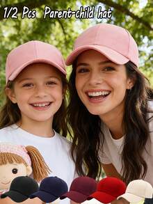 1/2 Pcs Parent-Child Adjustable Baseball Cap Set, Sun Protection Casual Matching Hat For Parent & Kid Spring Summer Daily Wear - Baseball Cap - View 1