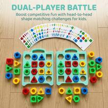 2 Trays 30 Cards Geometric Shape Matching Puzzle - Interactive Learning Game For Parents And Kids - Desktop Competitive Game, Cultivate Children's Thinking Ability - Multicolor - View 3