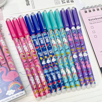 Bộ 12 bút bi mực gel có thể xóa, dụng cụ viết, thích hợp làm quà tặng Ngày Valentine. Quà tặng học sinh, đồ dùng học tập, đồ chơi giải trí trường học, phần thưởng học đường, đồ dùng lớp học cho giáo viên, đồ dùng cần thiết cho năm học mới.