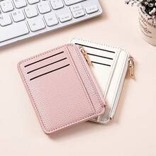 Slim Minimalist Solid Color Zipper Wallet - Synthetic PU Leather | Credit Card Slots & Coin Pouch | Fashionable Compact Design - Perfect Gift For Birthday, Holiday And Daily Use, Essential Daily Wallet - Multicolor - View 9