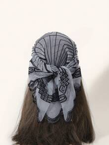 1pc Women's Embroidered Geometric Pattern Lace Trim Scarf, Casual Versatile Bandana - Multicolor - View 16