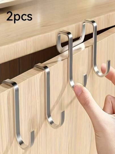 1 قطعة/2 قطعة خطاف مزدوج من الفولاذ المقاوم للصدأ، رف معاطف للباب في غرفة النوم، خطاف معلق للخزانة، خطاف للحقيبة، خطاف للقبعة، خطاف للملابس، خطاف معلق على الباب، رف ملابس بدون ثقب، رف تخزين، خطاف تخزين منزلي، رف للمحفظة، خطافات مساعدة عامة، خطاف جديد لباب غرفة النوم، خطاف باب ثقيل، رف منشفة ورف تخزين للحمام - يشمل رف منشفة معلق على الباب، خطافات منشفة للحمام وخطافات الباب