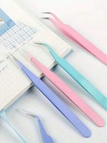 2pcs Curved Colorful Tweezers, Suitable For Nail Stickers, Rhinestone Decoration, Eyelash Extension, DIY Tools, Random Color, Back To School Supplies - Multicolor - View 8