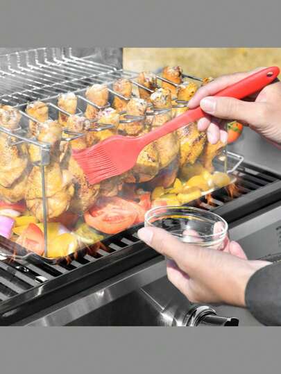Giá đỡ đùi và cánh gà - Giá nướng BBQ có khay hứng mỡ - Giá đỡ bằng thép không gỉ dễ sử dụng và phụ kiện nướng tiện lợi - Lý tưởng cho lò hun khói, lò nướng và bếp nướng than.