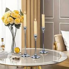 1 套 3 件金色烛台，复古金属黄铜锥形烛台，现代高柱烛台，桌面中心装饰烛台，婚礼派对餐饮（不含蜡烛） - 銅色 - 查看 6