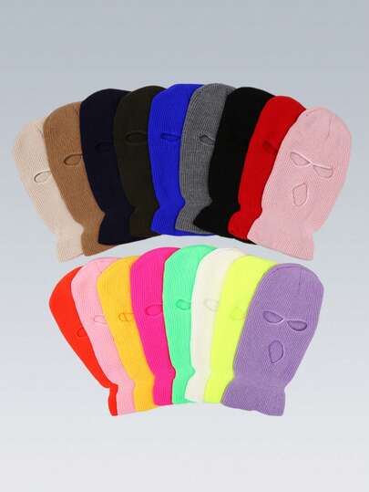 1pc Ski Mask Unisex Y2K Style Candy Color Three-Hole Balaclava Face-Covering Hat Outdoor Casual Versatile Winter Warm Hat Suitable For Daily Commuting