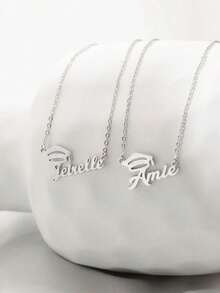 1 chiếc dây chuyền khắc tên theo yêu cầu, dây chuyền trang sức bằng thép không gỉ mạ vàng, trang sức tốt nghiệp, quà tặng Giáng sinh. - Nhiều màu - Xem 8