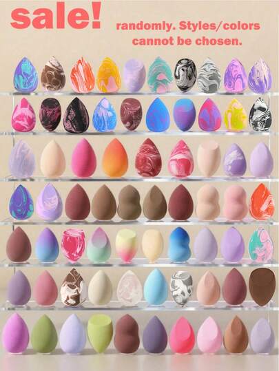 50/2 片随机颜色和形状的化妆海绵，用于上妆。化妆海绵。可重复使用和清洗的化妆工具套装。夏季旅行必备。干湿两用化妆海绵。炎热天气化妆必备。沙滩化妆工具。专业化妆工具。水滴形化妆海绵。美妆海绵。超柔软遮瑕海绵。夏季促销。