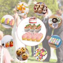 透明亚克力圆形纸杯蛋糕架，婚礼纸杯蛋糕塔架，甜品桌纸杯蛋糕展示架，生日派对纸杯蛋糕多层支架 - 無色 - 查看 9