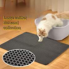 1.2cm Thick Dual-Layer Waterproof Cat Litter Mat, Washable Litter Box Cleaning Pad Suitable For Small/Medium/Large Litter Boxes - Black - View 7
