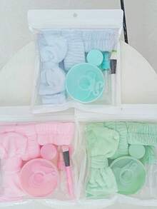 11件套面膜美容工具套装，包括蝴蝶结发带、腕带、面膜碗（女士适用） - 彩色 - 查看 10