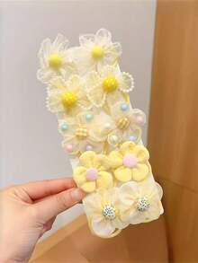Set de 10 piezas de accesorios para el cabello con flores lindas, pasadores de flores dulces, scrunchies para niñas, adecuados para uso diario - Multicolor - Ver 7
