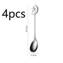 2/4/6/8pcs Stainless Steel Coffee Spoons, Moon & Star Shaped Dessert Spoons, Suitable For Afternoon Tea, Ramadan Gift - Silver - View 8