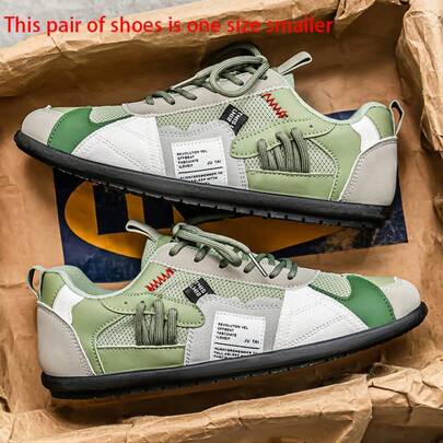 [尺码偏小 1 码] 男士透气休闲运动鞋 - 防滑、舒适系带鞋、耐用材质和时尚撞色设计、适合户外活动、慢跑、散步和旅行、圣诞礼物、生日礼物