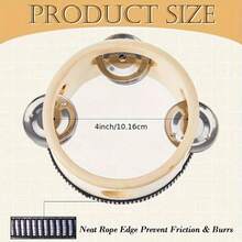 高品质手鼓 | 手持打击乐器，配有闪亮金属铃铛 | 适用于教堂唱诗班、卡拉OK之夜、学校音乐课、民间舞蹈表演、生日派对、婚礼和节日庆典 | 便携式音乐玩具，可为任何场合创造欢快的节奏 - 彩色 - 查看 4