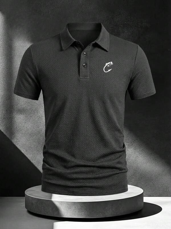 1pc Elegant Printed Pattern Men's Business Casual Polo Shirt, Plus Size Suitable For Overweight Men, Comfortable Fabric, Suitable For Golf, Tennis, Outdoor Travel, Home Leisure, Gift For Men