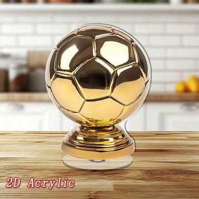 2D Acrylic Football Trophy Cup Decoration, Suitable For Sports Enthusiasts, Football Team Awards, Desktop Decor - Gold Trophy Cup, Applicable For Office Display, Durable Modern Decorative Gift For Football Players, Coaches, Referees, No Electricity Required, 2D Flat Design