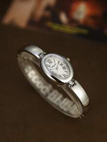 Silver Oval Women's Quartz Watch Is Fashionable And Exquisite Suitable For Daily Matching With Birthday/Graduation Gifts And Gatherings ﻿ - Silver - View 2