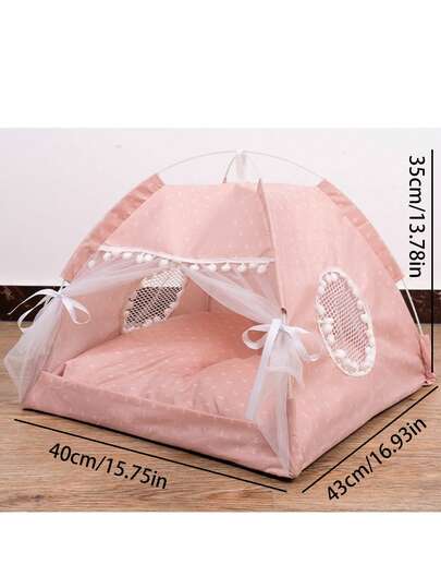 1 chiếc lều cho thú cưng họa tiết hoa, thoáng khí, có thể giặt, nhẹ, phù hợp cho mèo và chó nhỏ, có thể sử dụng trong nhà và ngoài trời quanh năm.