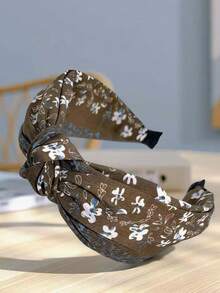 1pc Korean Niche Camellia Wide-Brimmed Criss-Cross Headband, Fashionable Versatile Bow Hairband - Multicolor - View 3