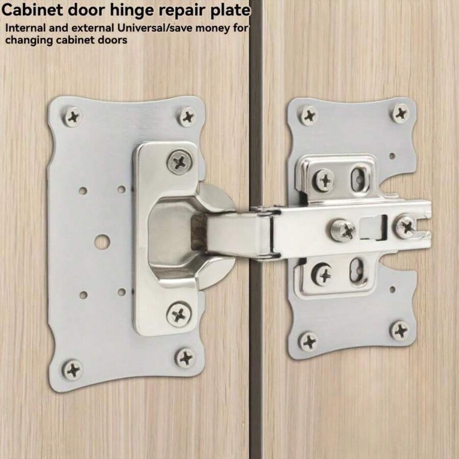 70 tấm sửa chữa bản lề chịu lực cao - Tấm lắp đặt cửa tủ có lỗ vít, phù hợp với bản lề lắp nổi/lắp chìm, tủ bếp, đồ nội thất, cửa ra vào - Cấu trúc kim loại bền chắc, hoàn thiện bằng thép không gỉ. - 10 tấm sửa chữa bản lề + 60 ốc vít - Xem 1