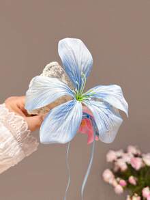 2件套女士发饰，甜美优雅海滩度假风蓝色花朵发夹，兰花侧刘海夹，甜美优雅发卡，时尚百搭侧边仿真花发饰，度假风，情人节发饰，夏季，假日，旅行 - 藍色 - 查看 6