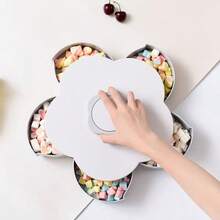 Plato giratorio de frutas, bandeja de mesa de café de alta gama para frutas secas, caja de dulces, plato de colocación de aperitivos para el hogar, caja de almacenamiento de escritorio con compartimentos - Multicolor - Ver 4