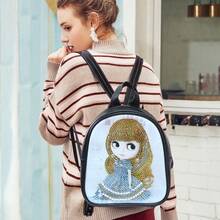 1pc Diamond Painting Backpack Kit, Cartoon Character Pattern, PU Leather Material, With Round Crystal Diamond Art, Artistic Craft Gift, Suitable For Travel, School Opening Gift - View 7