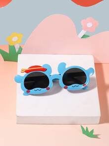 1副男女童（3-8岁）聚碳酸酯不对称镜框卡通款时尚眼镜，新款可爱个性眼镜，适合旅行、节日派对等场合，带眼镜盒 - 彩色 - 查看 6