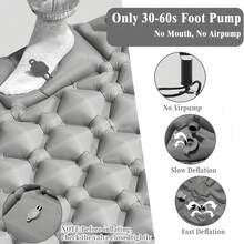 1pc Pedal-Type Inflatable Pad - Suitable For Camping And Picnics. Thickened Moisture-Proof Sleeping Pad. - Multicolor - View 3
