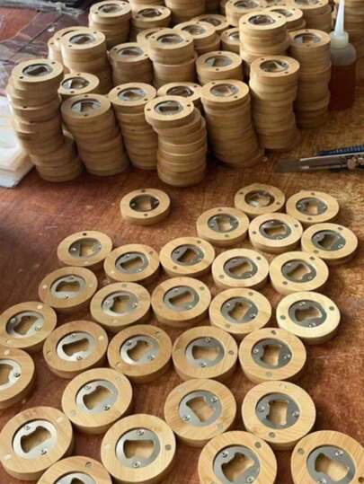 40/20/10 Pcs Bamboo Magnetic Round Bottle Opener - DIY Customizable, Engravable, Paintable, Create Personalized Original Designs, Wooden Refrigerator Magnets, Perfect For Wedding Favors, Wedding Place Cards, Bridal Showers, Baby Showers, Easter, Communion, Baptism, Birthday Parties, Graduation Party Gifts