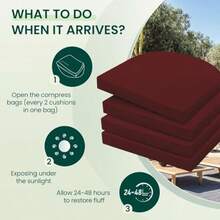 HARBOREST Juego de 4 cojines para silla al aire libre cojines para silla de patio resistentes al agua con lazos cojines de asiento al aire libre para muebles de patio 43x41x5 cm burdeos - Borgoa - Ver 5