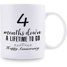 1pc 11oz (325ml) "4 Months Anniversary" Coffee Mug, Suitable For Couples, Girlfriend And Boyfriend, Ceramic Material, Double-Sided Printing, Microwave And Dishwasher - Gift for the 6-month Anniversary - View 2