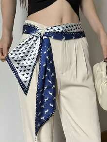 New Oblique Small Oblong Faux Silk Scarf, Versatile Neck Scarf, Waist Belt, Hair Tie, Bag Strap, Wrist Wrap, Neck Wrap, Shirt Neckline Tie, Suitable For Spring And Autumn - Multicolor - View 11