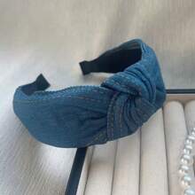 Denim Wide-Brim Headband, Minimalist Forest Girl Style, Blue Hair Clip, Same Style As Net Celebrity, Harajuku Fashion Headband - Multicolor - View 5