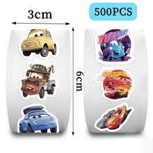 500 miếng dán hình Cars McQueen dạng cuộn, hình dán hoạt hình dễ thương chống thấm nước dùng cho bình nước, máy tính xách tay, ốp điện thoại, sổ lưu niệm, phần thưởng cho trẻ em. - Xe ô tô - Xem 5