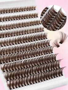 MAGEFY 200pcs D-Curl Lightweight Soft Brown False Eyelashes, Thick Brown Lash Clusters, Single Lash Extension, Soft Natural Brown Makeup, Single Soft Lashes, DIY Lash Extension, Daily Wear, False Eyelashes - D - View 4