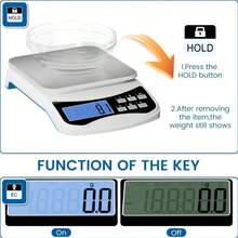 22lb High Precision Digital Kitchen Scale, Accurate Food Weighing, Unit Conversion/Zero Function, Portable & Easy To Clean, Battery Powered (Batteries Not Included), Gram/Ounce Measurement, For Baking And Cooking - Multicolor - View 5