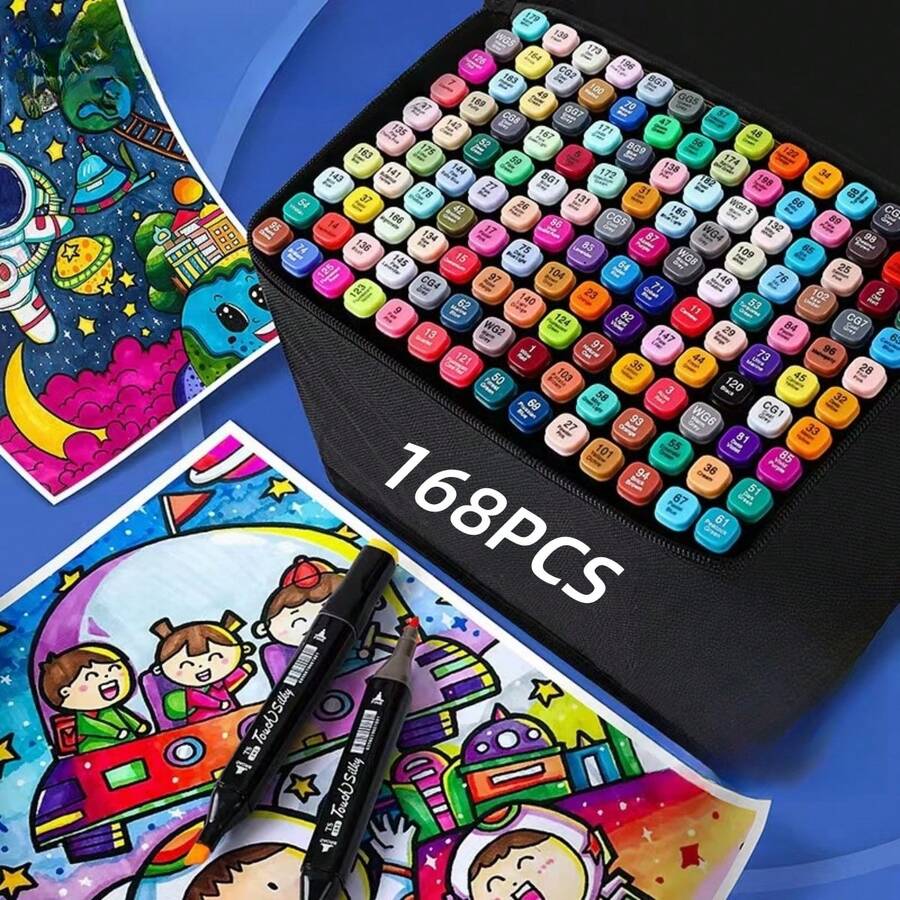 168PCS/120/100/80/60/48/36/24/6PCS(Random Color) Marker Pen,Drawing Not Soak Paper, Art Collection, Pen To Graffiti Art Of Diy Pens, Colorful Painting Watercolor Art Mark Pen Sets, Waterproof High-Capacity Color Pen, Exquisite Gift To The Student, The Perfect Gifts Of Gifts, Marker Pen,Back To School,School Supplies