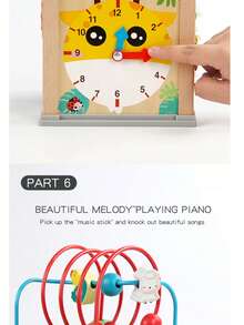1 Set Kids Multi-Functional Hexagon Treasure Box, Children's Educational Puzzle Toy With Beads, Bug Catching, Piano Keys, Shape Matching, Baby Early Learning Toy - Multicolor - View 12