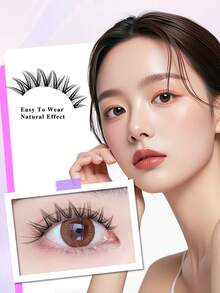 ENCHUW 5对装 透明带漫画假睫毛 猫眼假睫毛 自然浓密假睫毛 丰盈睫毛嫁接 旅行必备化妆工具 条状假睫毛，睫毛，假睫毛，假睫毛 - 黑色 - 查看 2