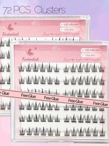 72片装自粘假睫毛，自然妆效，预涂胶水，DIY睫毛嫁接套装，无需胶水即可佩戴，适合日常化妆。睫毛簇，假睫毛，单根假睫毛，假睫毛，假睫毛 - C - 查看 5