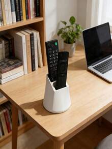 Dual Slot Remote Control Holder, Can Accommodate 2 Remotes, Minimalist Black And White Design, Suitable For TV, AC, Lighting Remotes And Office Supplies, Practical Desktop Organizer Stand - A - View 7