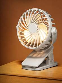 便携式夹式风扇，可充电，720°可调节，带LED灯，小巧桌面风扇，强劲静音，3档风速，USB充电，迷你个人降温风扇，适用于桌面、家庭办公室、婴儿车、露营，女士礼物 - 新2 - 查看 13